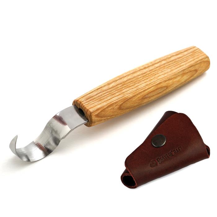 SK1S OAK Spoon Carving Knife 25 mm with Oak Handle with Leather Sheath
