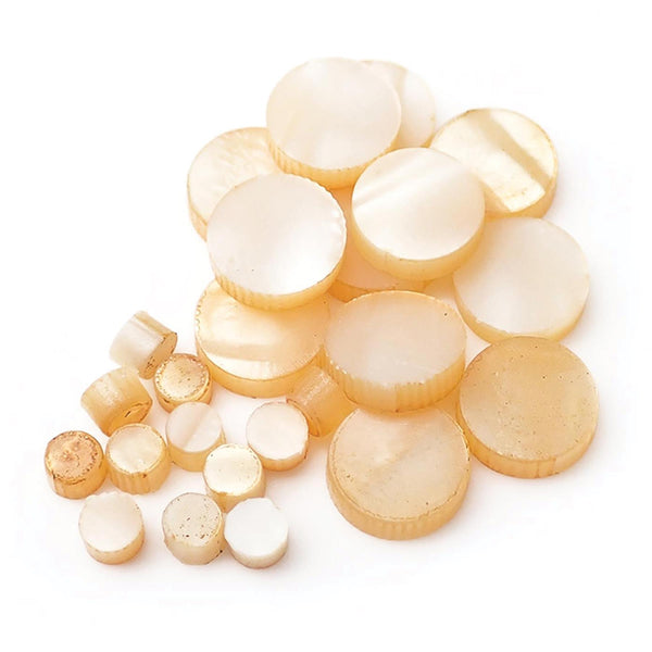 Cream Large Pattern Pearloid Celluloid Dot Guitar Fretmarker Inlay Set - 6Pcs 6mm & 6Pcs 5mm & 12Pcs 2mm, Pack of 24, Circle