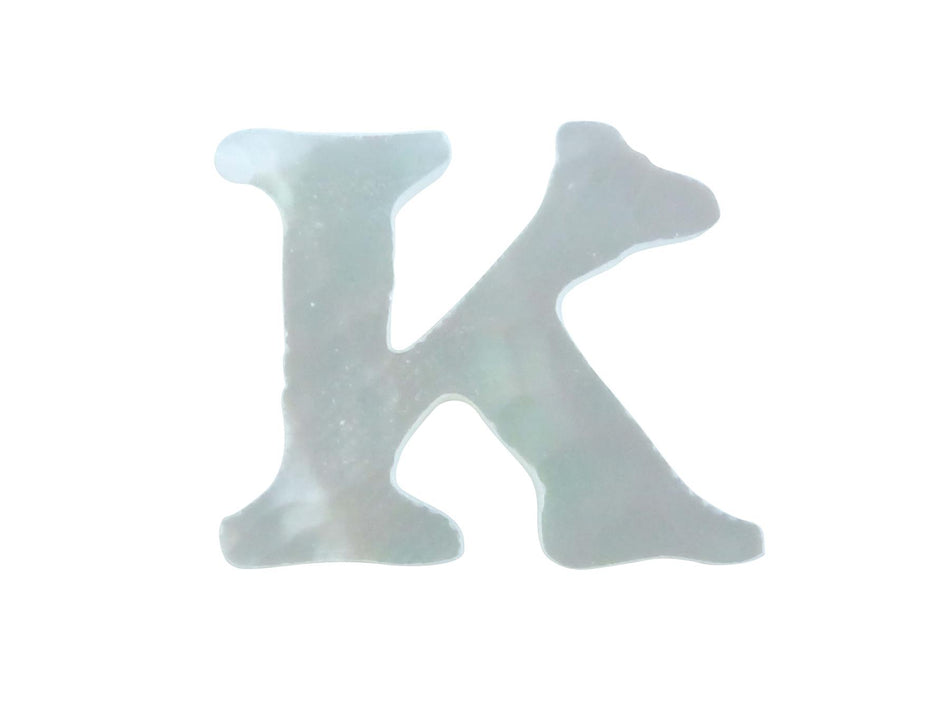 White Mother of Pearl Level 14 Druid Letter Inlay Upper Case K - ~15mm, Upper Case K