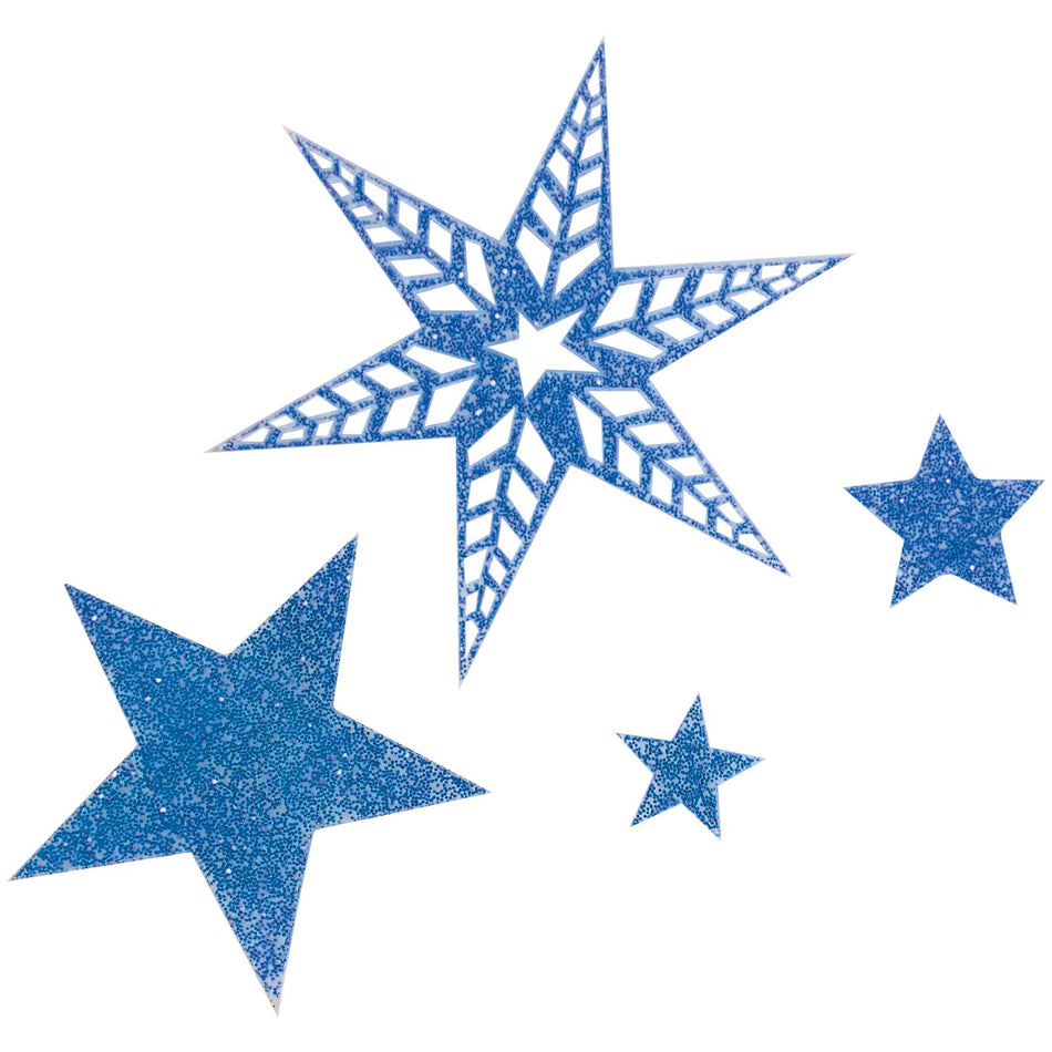 Dark Blue Sparkle Acrylic Stars Decoration - Set of 32