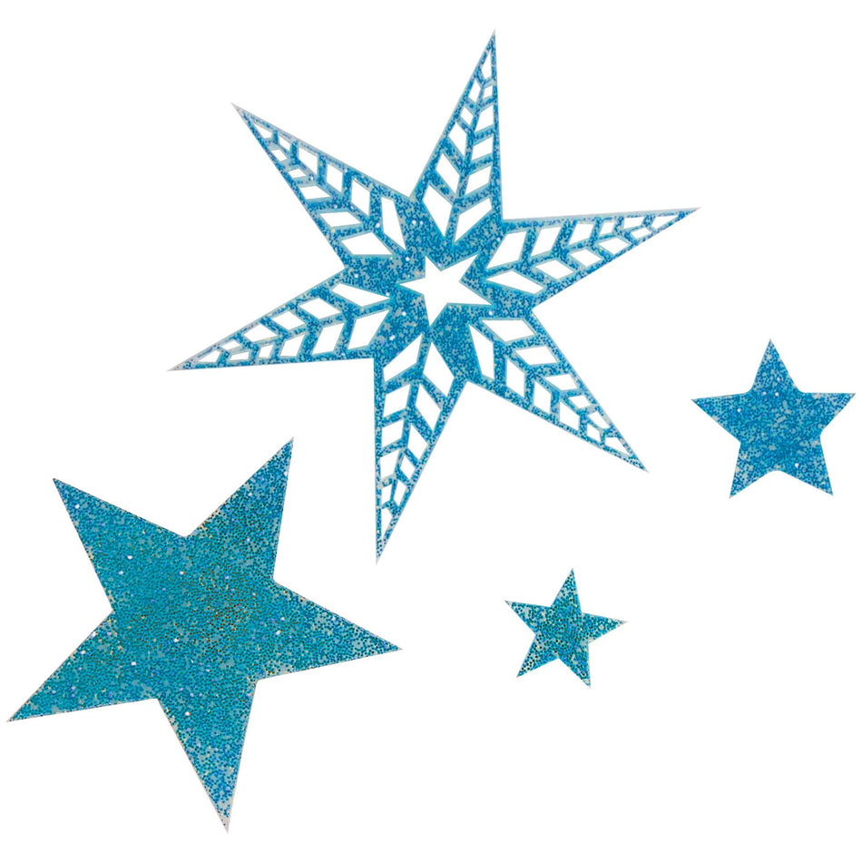 Light Blue Sparkle Acrylic Stars Decoration - Set of 32