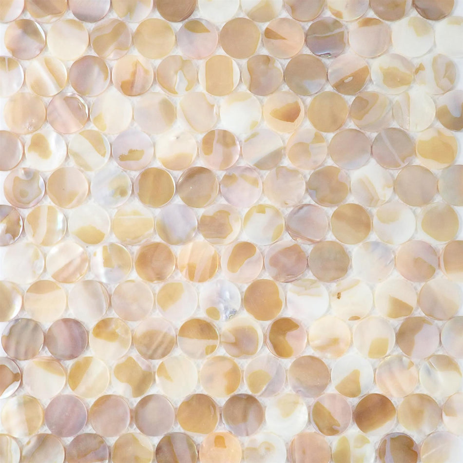 Natural Mother of Pearl Round Mosaic Tile - 285x298mm, Mesh Backing