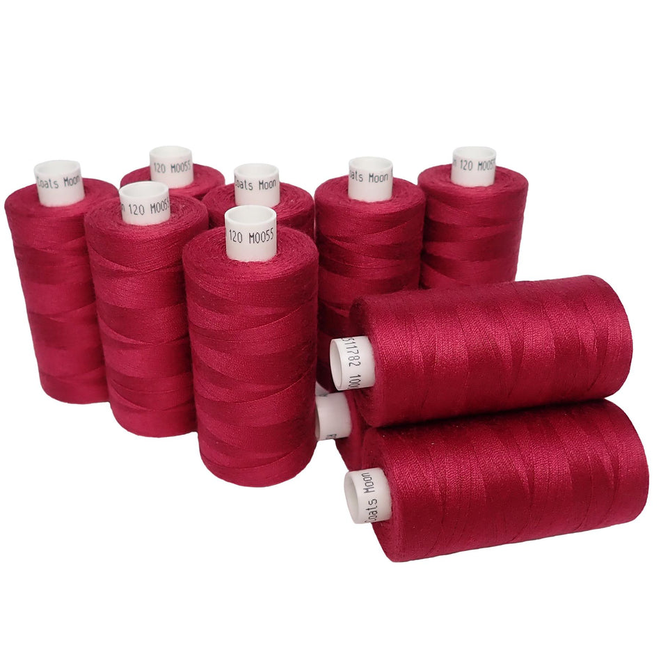 M005510 Wine Spun Polyester Sewing Thread - 1000M, Pack of 10