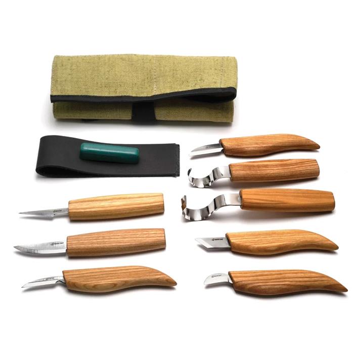 S08 Wood Carving Set of 8 Knives (8 Knives In Roll + Accessories)