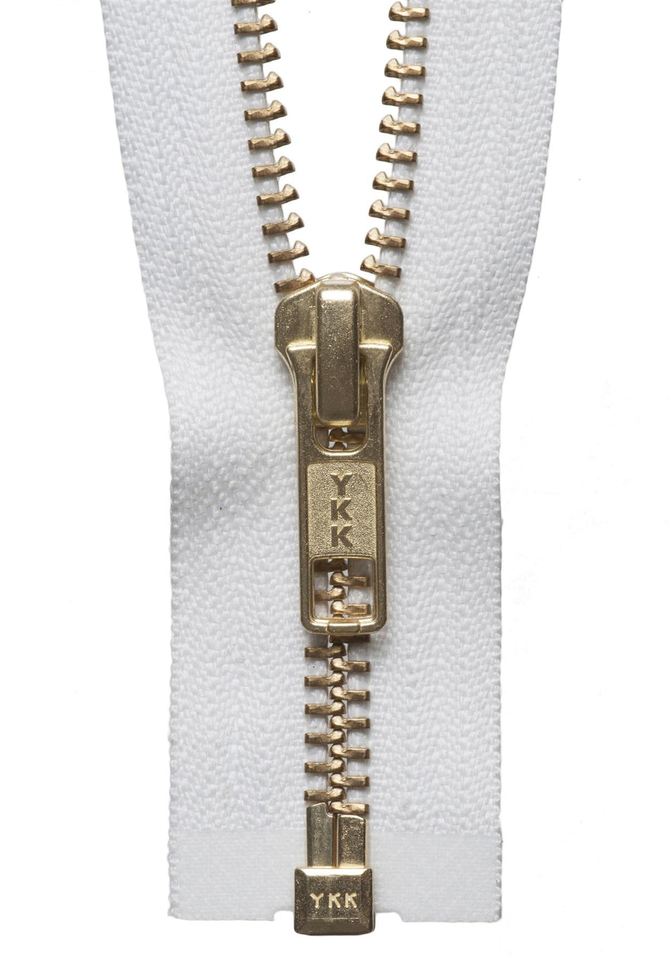 White Brass Metal Open End Zip - 30Cm