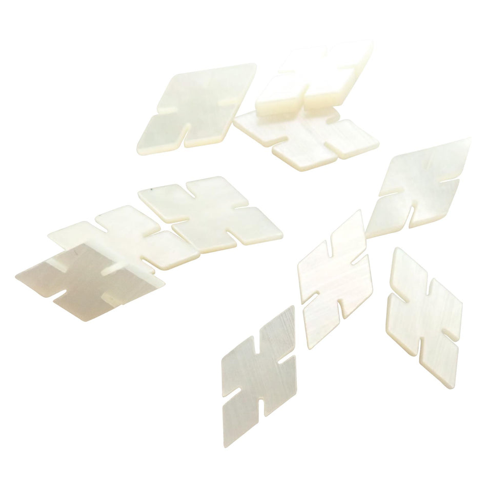 White Mother of Pearl Notched Diamond Inlays - 10mm, Pack of 10, Diamond