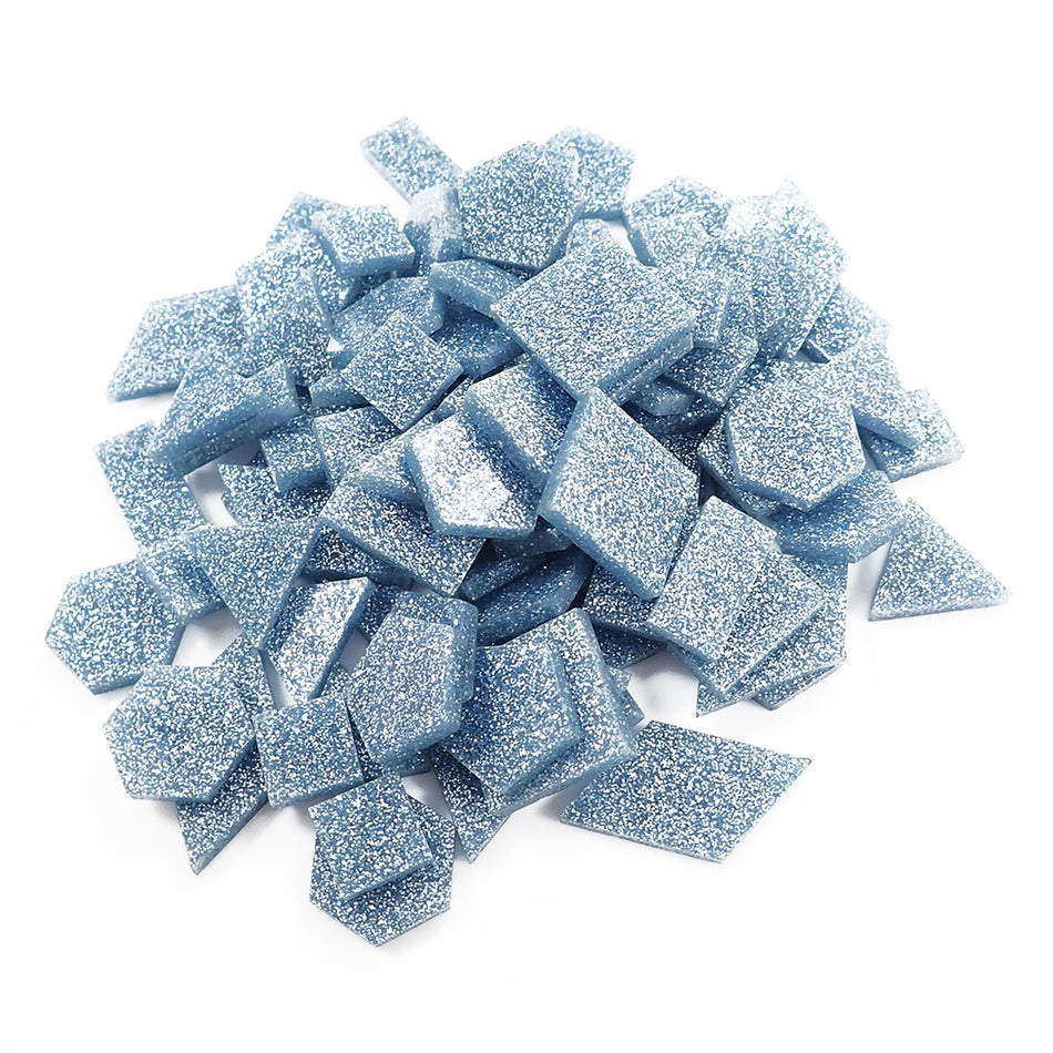 Mixed Baby Blue Glitter Acrylic Mosaic Tiles, 12-30mm (Pack of 200pcs)