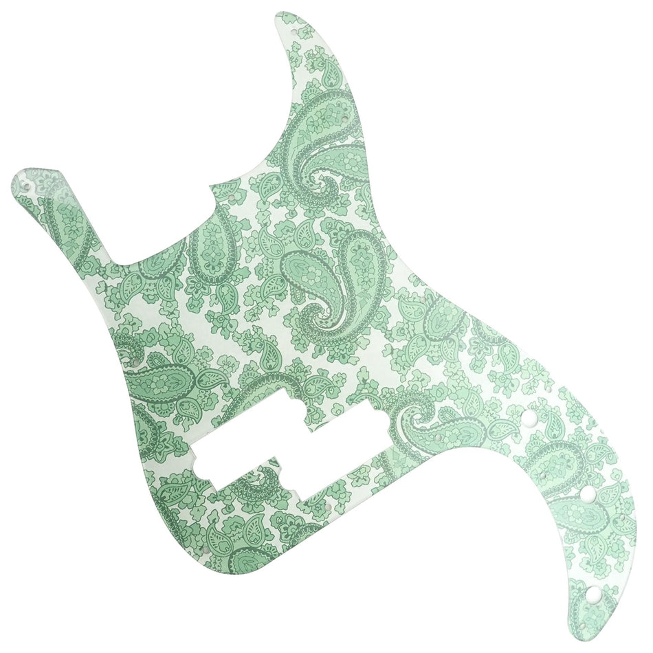 Mint Green Backed Racing Green Paisley Acrylic Precision Bass Guitar Pickguard