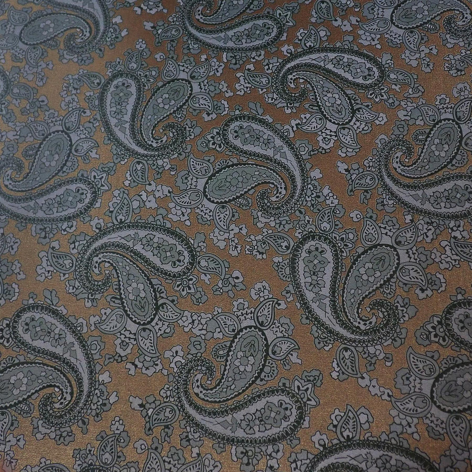 [Luthitec] Metal Bronze Backed Black Fabric Texture Paisley Paper Guitar Body Decal - 690x480mm