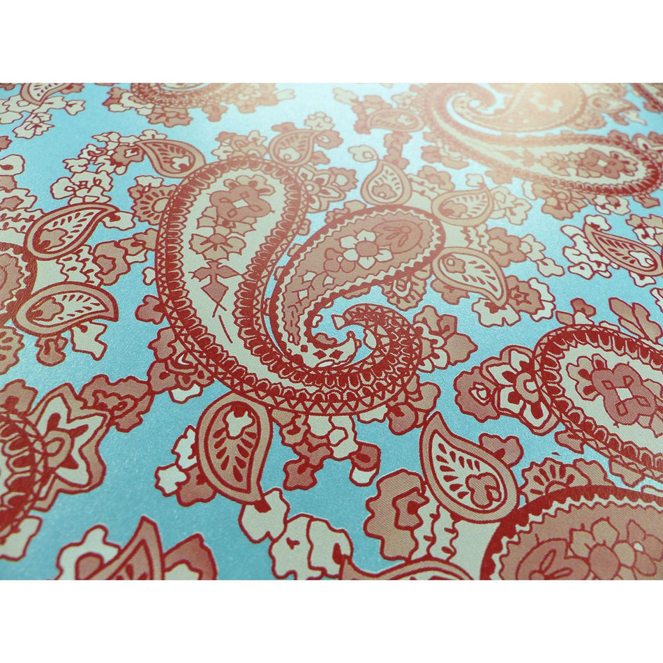 Turquoise Backed Red Paisley Paper Guitar Body Decal - 420x295mm