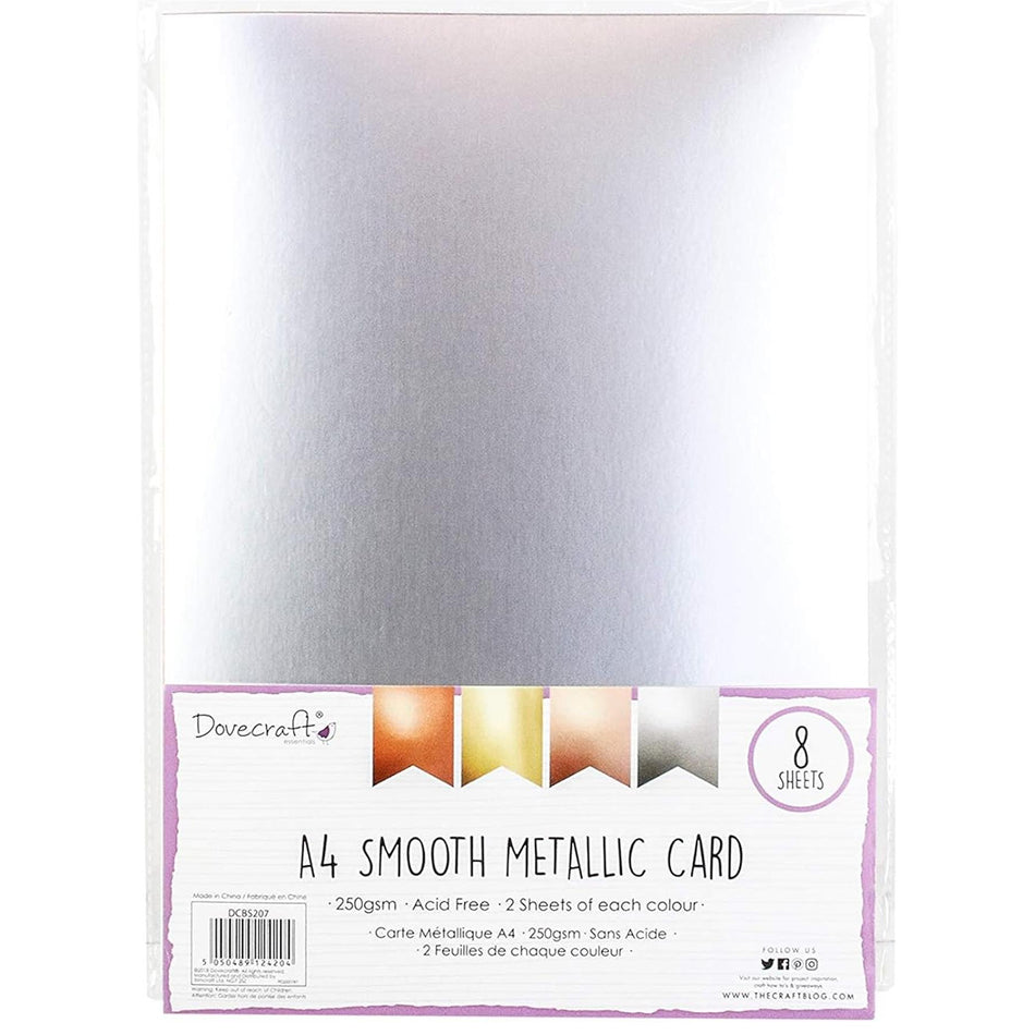 Smooth Metallic Card - A4, Set of 8