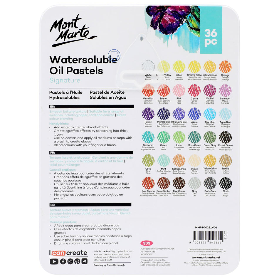 MMPT0028 Watersoluable Oil Pastels In A Tin - Set of 36