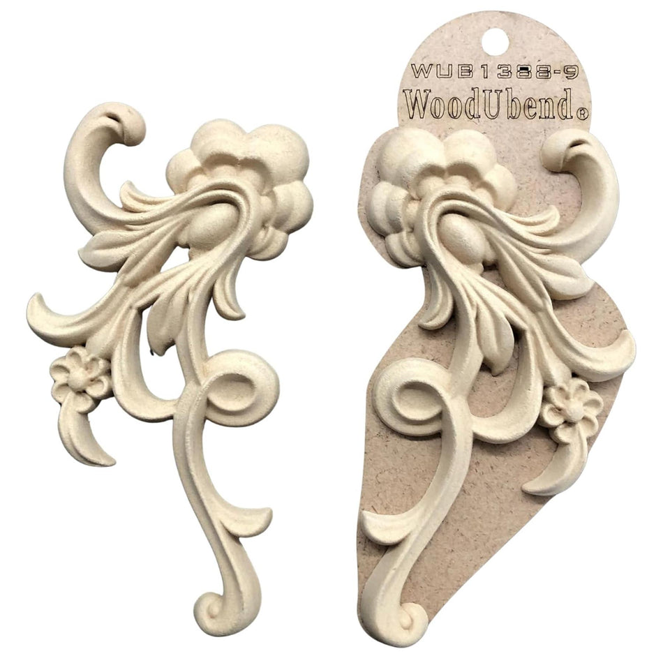 [WoodUBend] WUB186758 Scroll Pair Applique/Moulding - 160x80mm