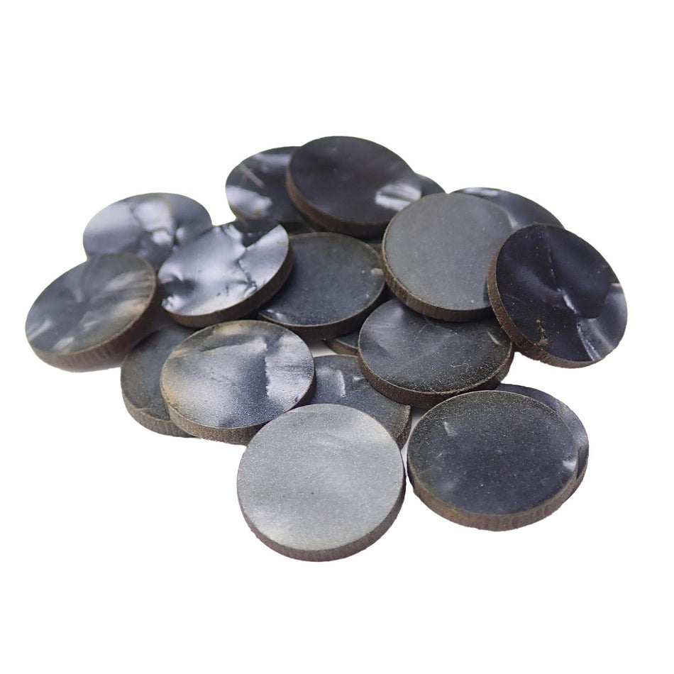 Black Pearloid Celluloid Dot Inlays - 12mm, Pack of 20, Circle