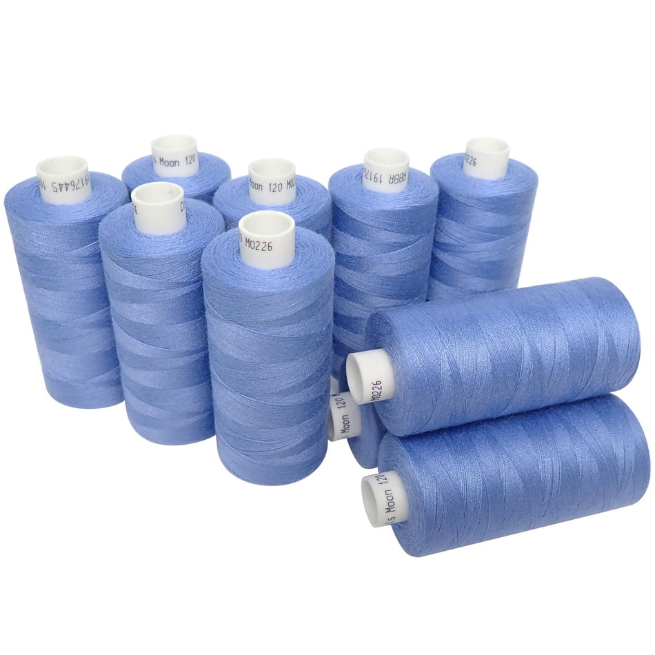 M022610 Light Denim Spun Polyester Sewing Thread - 1000M, Pack of 10