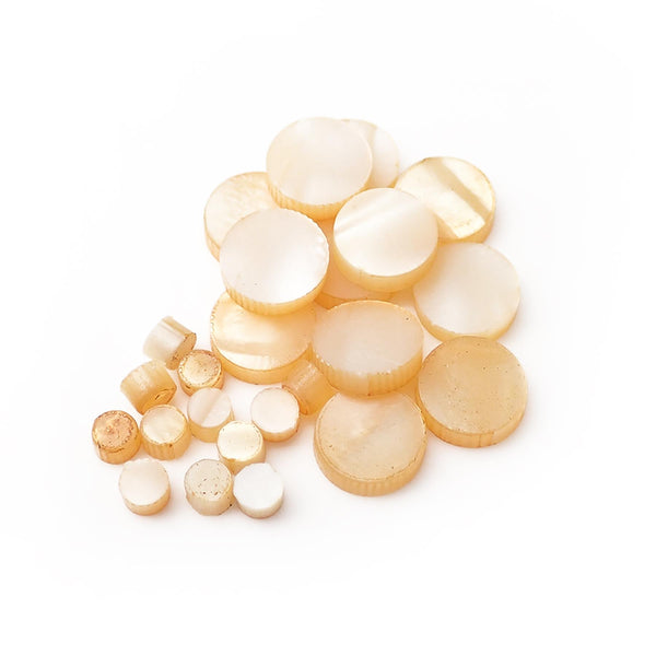 Cream Large Pattern Pearloid Celluloid Dot Guitar Fretmarker Inlay Set - 12Pcs 7mm & 12Pcs 3mm, Pack of 24, Circle