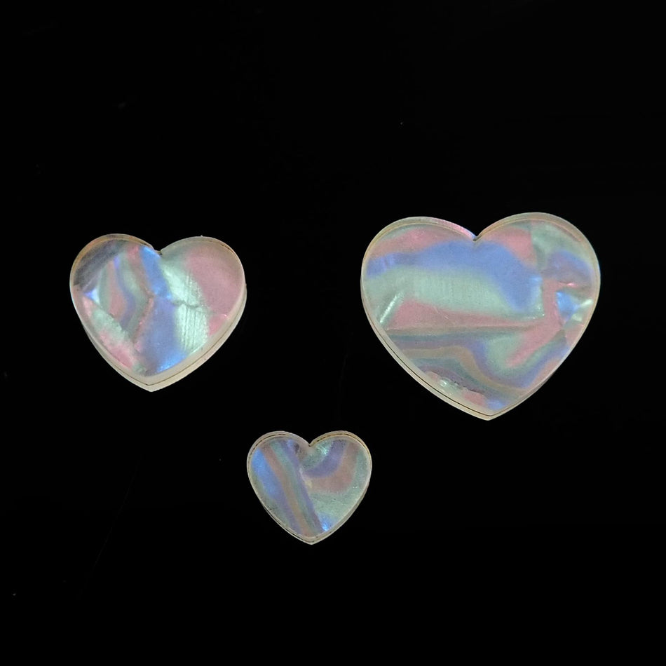 White Laminated Celluloid Jewellery Making Shapes - 10-20mm, Set of 24, Hearts