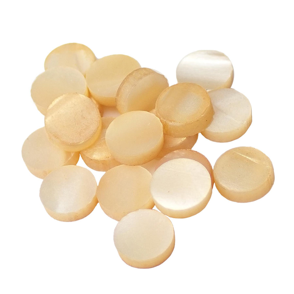 Cream Vintage Pearloid Celluloid Dot Inlays - 6.35mm, 1/4 In, Pack of 20, Circle