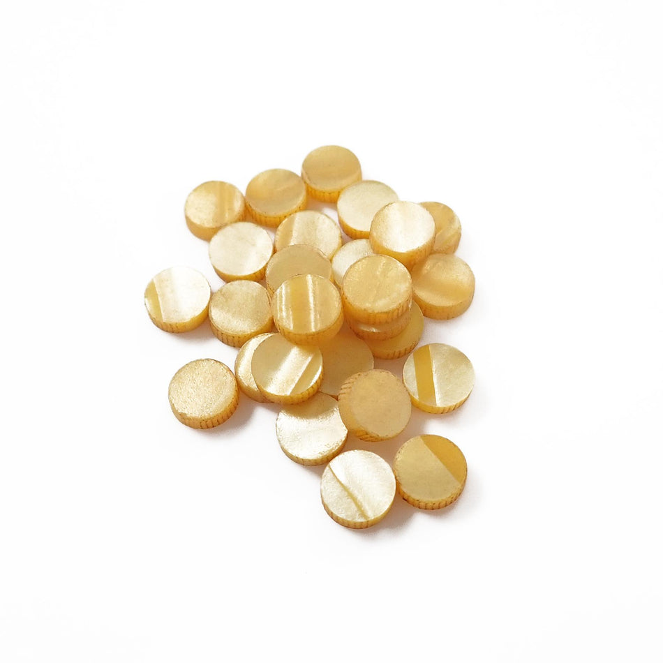 Yellow Vintage Pearloid Celluloid Dot Inlays - 6mm, Pack of 20, Circle