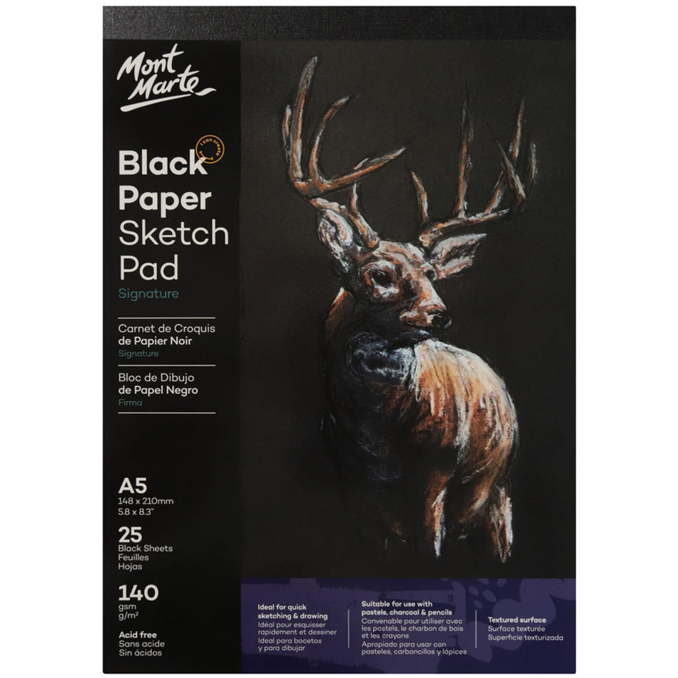 MSB0061 Black Paper Sketch Pad 25 Sheet 140Gsm - A5