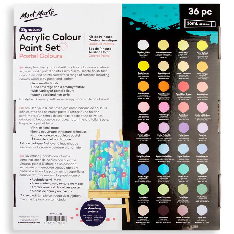 MSCP3636 Acrylic Colour Pastel Colours Paint Set - 36ml Set of 36