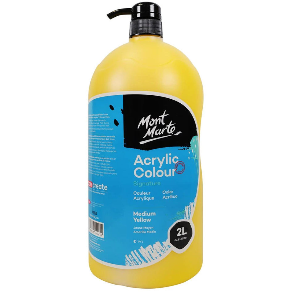 MSCH2218 Medium Yellow Acrylic Paint Pump - 2 litre