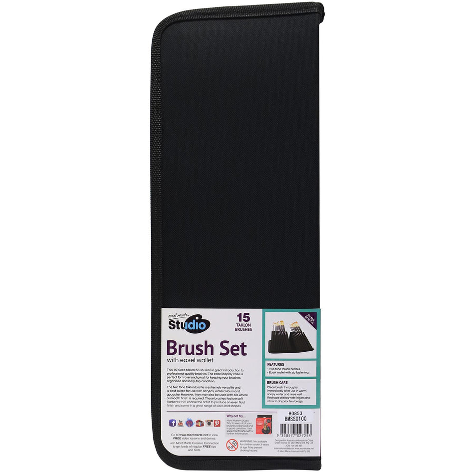 BMSS0100 Studio Brush Set In Easel Wallet - Set of 15