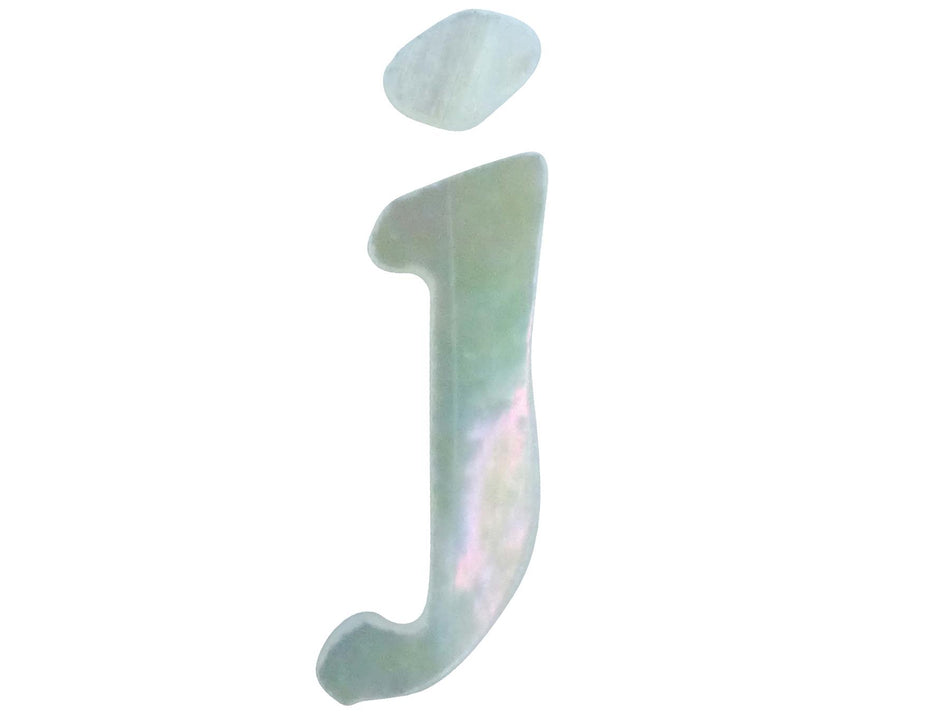 White Mother of Pearl Level 14 Druid Letter Inlay Lower Case J - ~15mm, Lower Case J