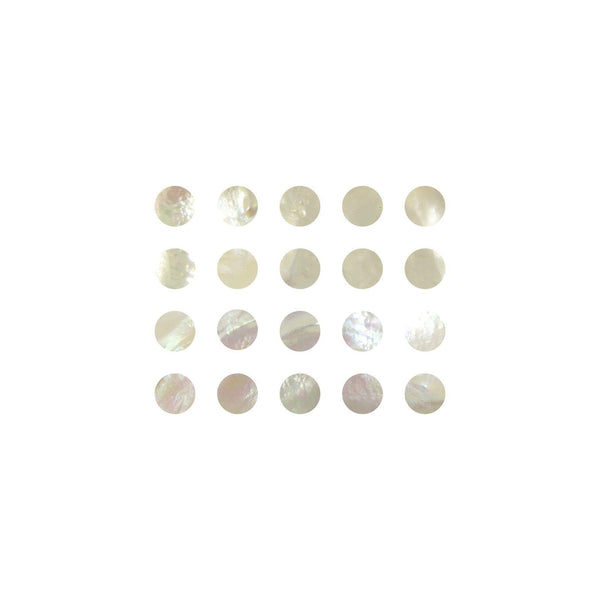 White Mother of Pearl Dot Inlays - 13mm, Pack of 20, Circle