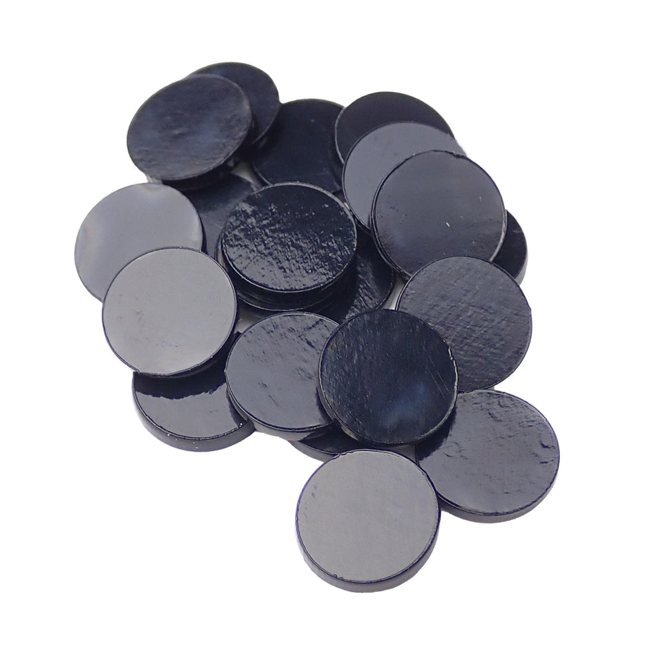 Black Plain CAB Dot Inlays - 10mm, Pack of 20, Circle