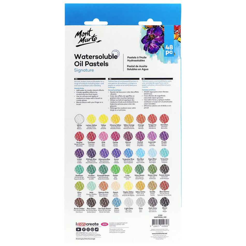 Mont Marte Water-soluble Oil Pastels - Set of 12