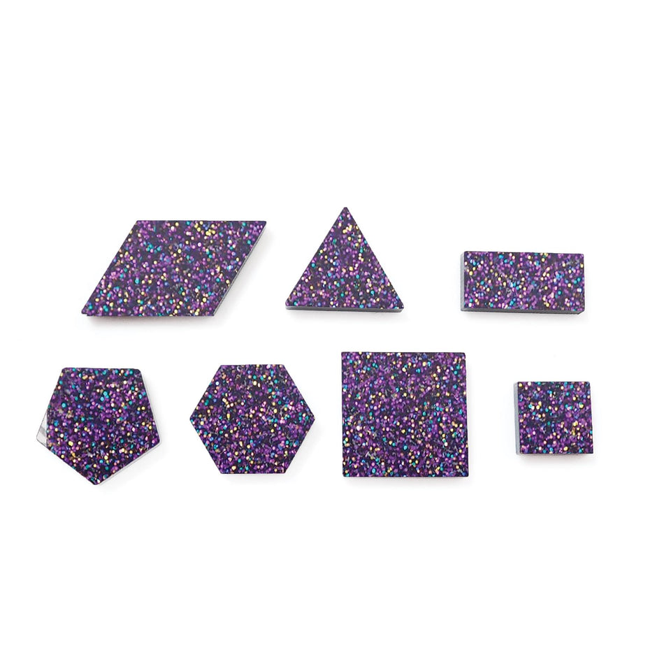 Mixed Purple Holographic Glitter Acrylic Mosaic Pieces, 12-30mm (Pack of 200pcs)