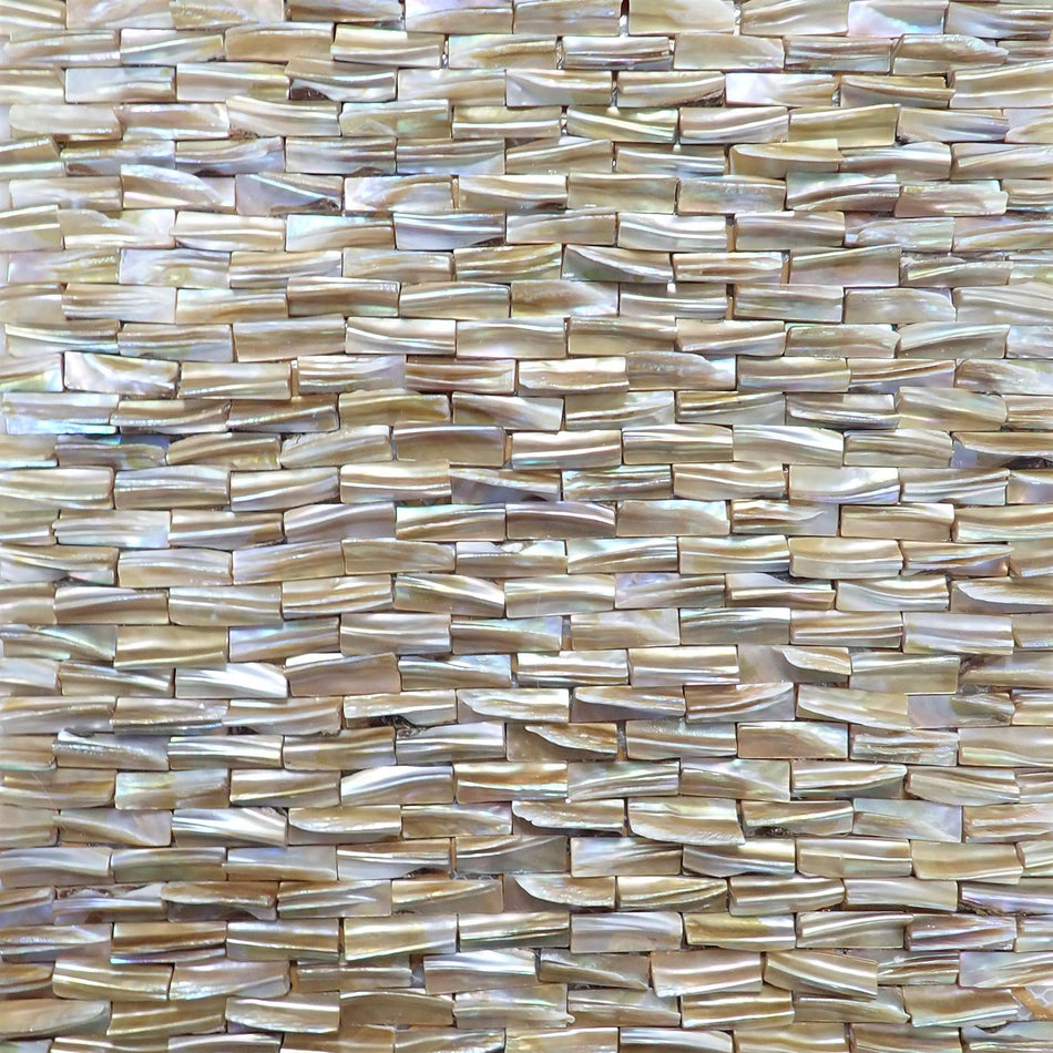 Natural Mother of Pearl Ridged Mosaic Tile - 300x300mm, Mesh Backing