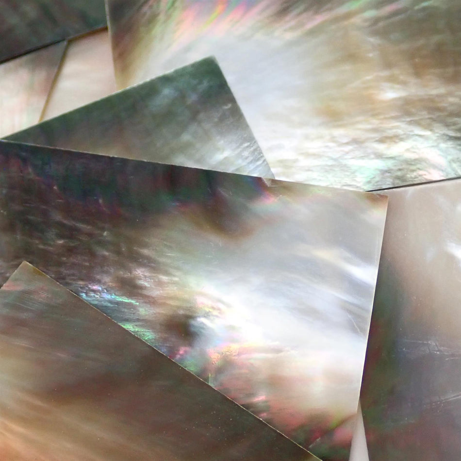 Black Mother of Pearl Inlay Blank - 50x30x0.5mm, Rectangle