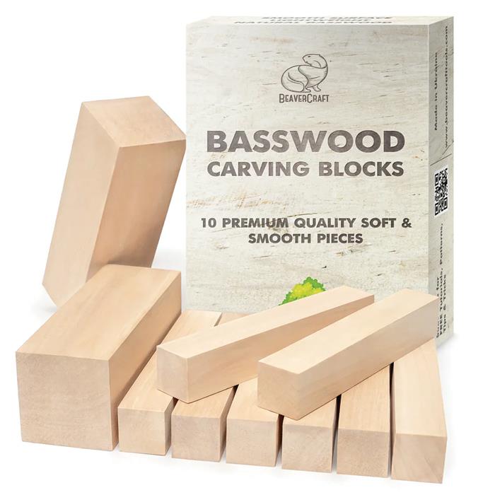 BW10 Wood Carving Blocks Set 10Pcs. Linden/Basswood