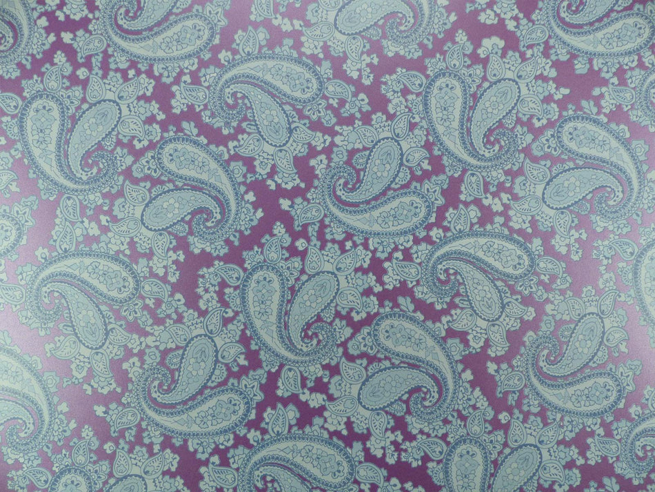 Purple Backed Powder Blue Paisley Paper Guitar Body Decal - 420x295mm