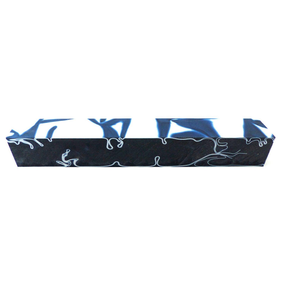Kirinite Cyclone Blue/White Abstract Kirinite Acrylic Pen Blank - 150x20x20mm, 6x3/4x3/4"