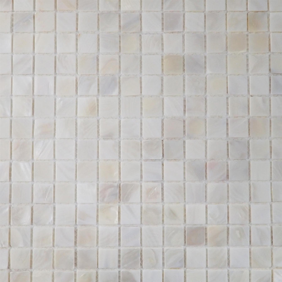 Pure White Mother of Pearl Square Mosaic Tile - 305x305mm, Mesh Backing