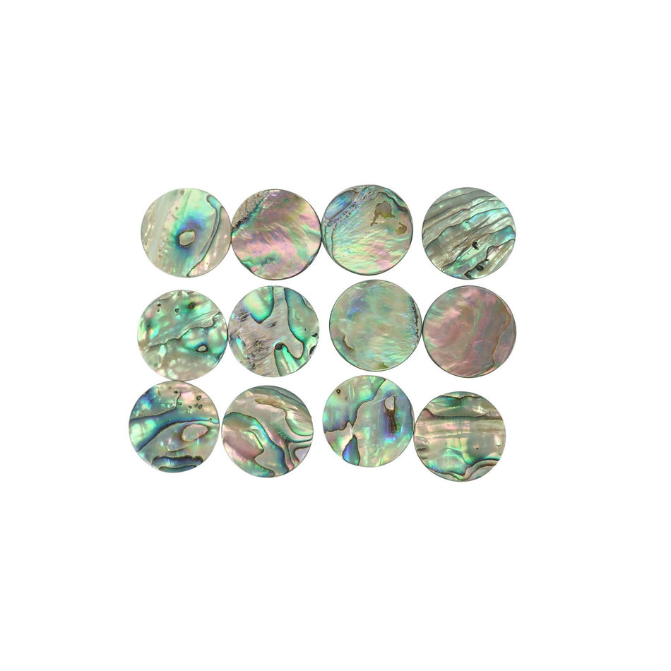 Paua Abalone Natural Curve Shell Blanks - 25mm, Pack of 12, Circle