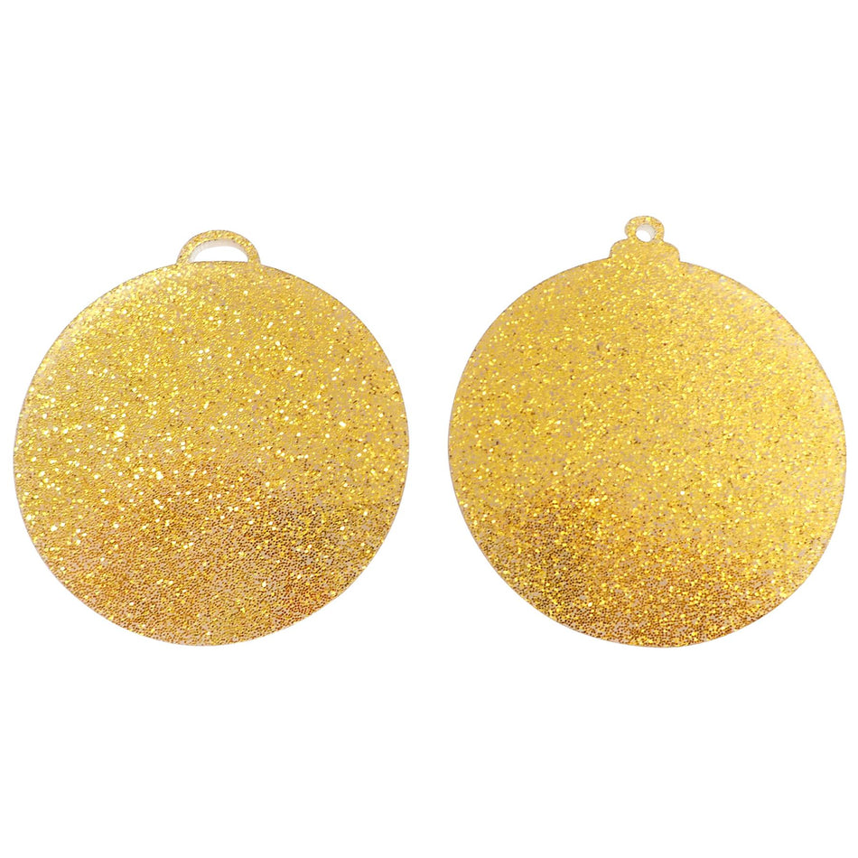 Gold Glitter Acrylic Bauble Decoration - 76x68mm, Pack of 24