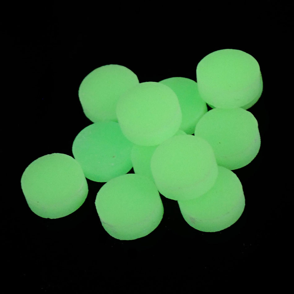 Green Plain High Intensity Luminescent Dot Inlays - 6.35mm, 1/4", Pack of 12, Circle