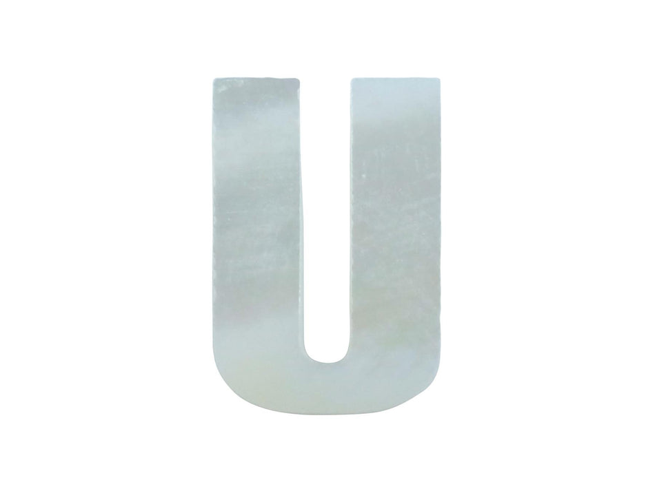 White Mother of Pearl Erte Letter Inlay Upper Case U - ~15mm, Upper Case U