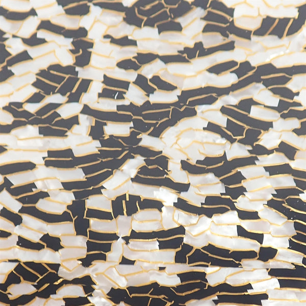 Black and White Crackle Celluloid Laminate Acrylic Sheet - 600x400x3mm