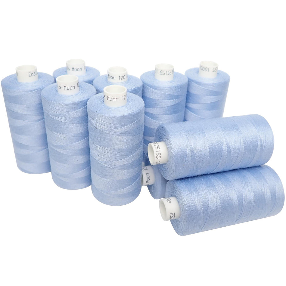 M023010 Blue Spun Polyester Sewing Thread - 1000M, Pack of 10