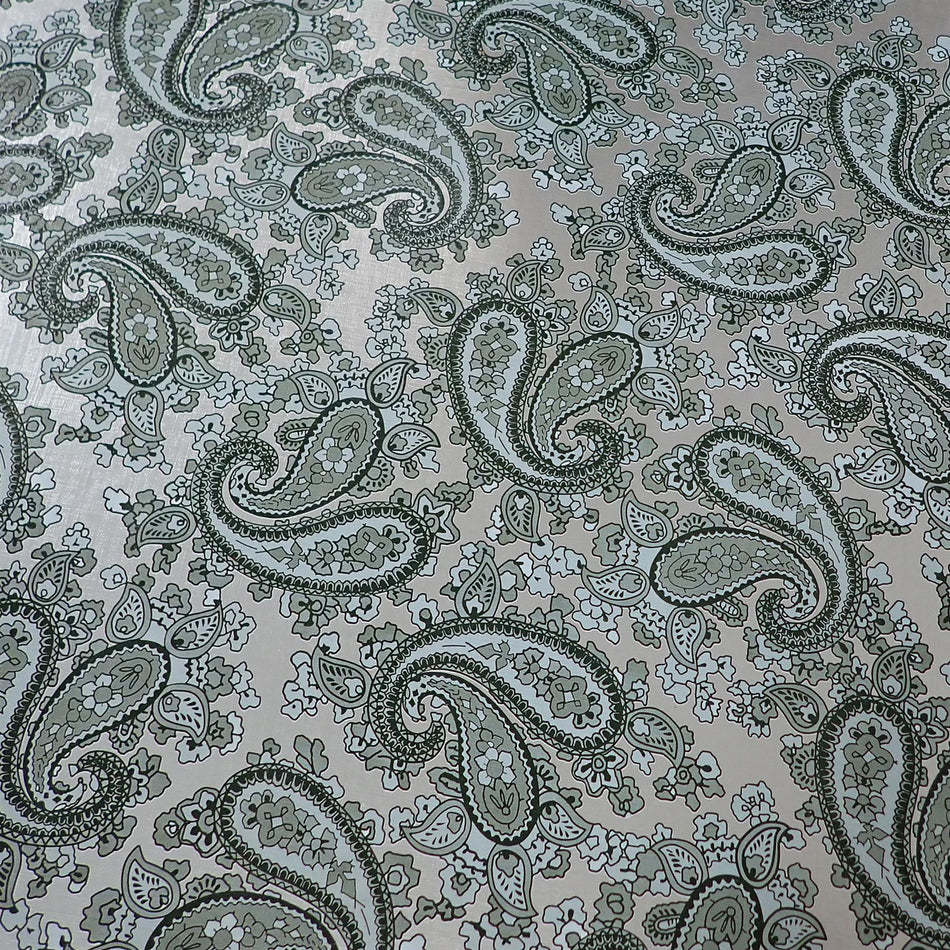 [Luthitec] Matallic Silver Backed Black Fabric Texture Paisley Paper Guitar Body Decal - 690x480mm