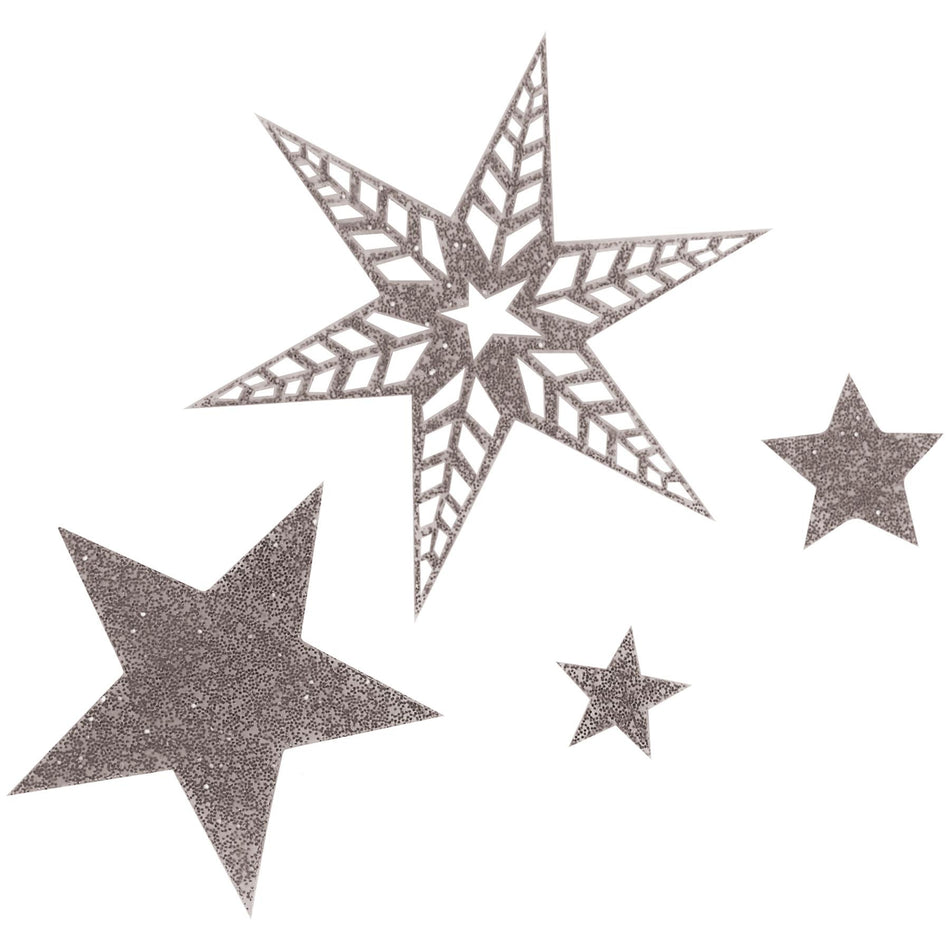 Gunmetal Sparkle Acrylic Stars Decoration - Set of 32