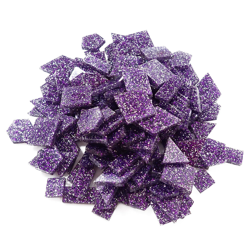 Mixed Purple Glitter Acrylic Mosaic Tiles, 12-30mm (Pack of 200pcs)
