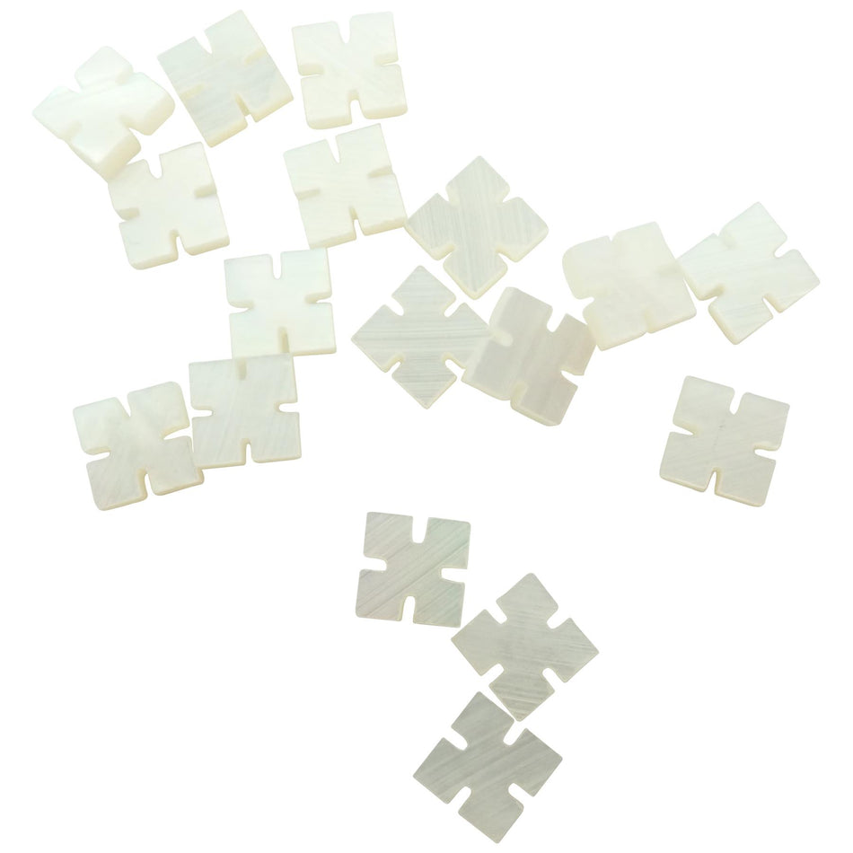 White Mother of Pearl Notched Square Inlays - 5mm, Pack of 20, Square