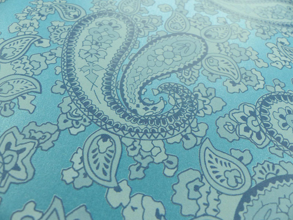 Turquoise Backed Powder Blue Paisley Paper Guitar Body Decal - 420x295mm