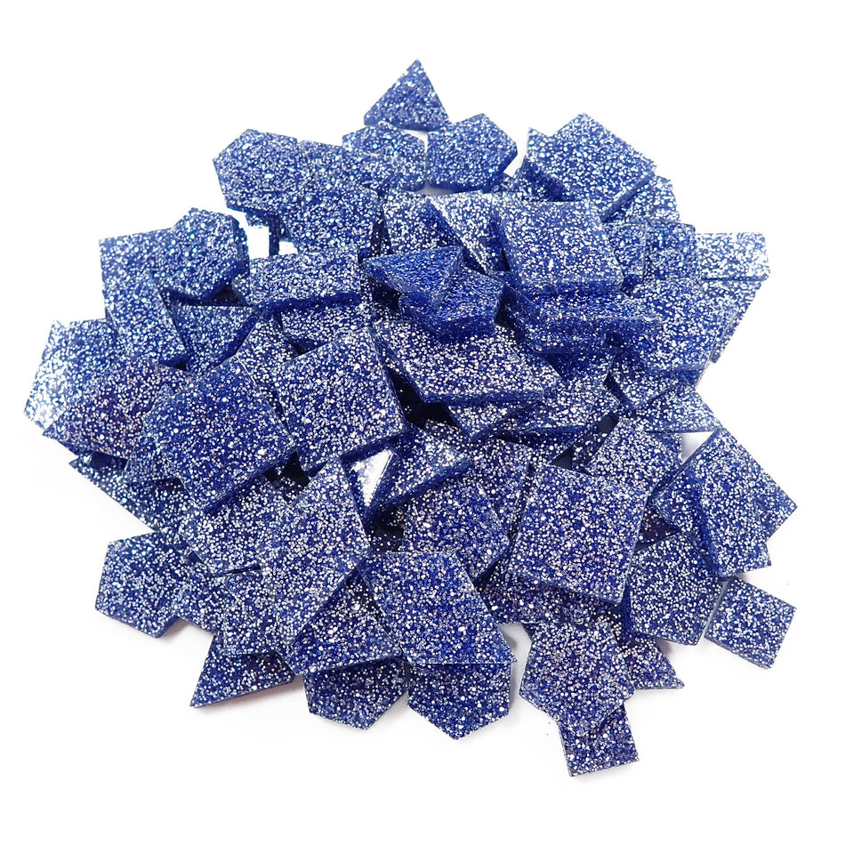 Mixed Steel Blue Glitter Acrylic Mosaic Tiles, 12-30mm (Pack of 200pcs)